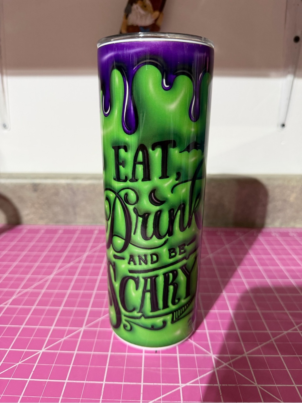 Green & Purple 'Eat, Drink and Be Scary' 20oz Insulated Tumbler